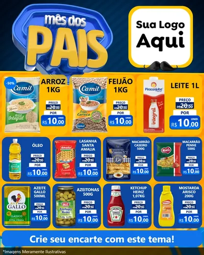 Modelo de Rede Social para Feed Instagram com o tema Mês dos Pais para Supermercado