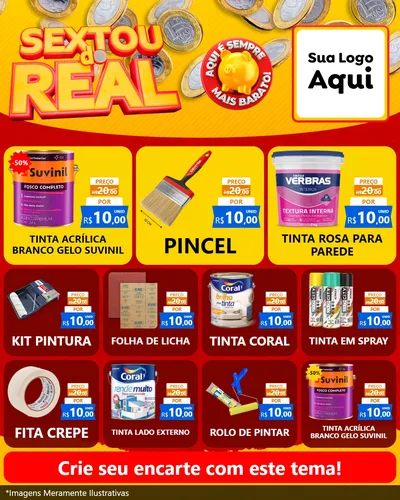 Modelo de Rede Social para Feed Instagram com o tema Sextou do Real para Tintas e Ferramentas