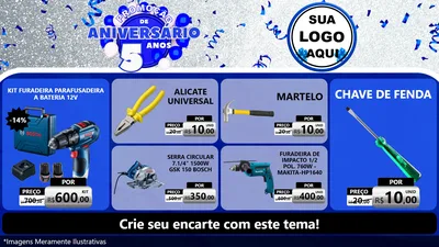 Modelo de TV para TV Horizontal com o tema Promoção de Aniversário - 5 Anos para Maquinas e Ferramentas