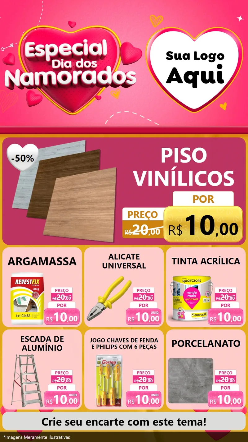 Modelo de Rede Social para Stories com o tema Especial Dia dos Namorados para Material para Construção