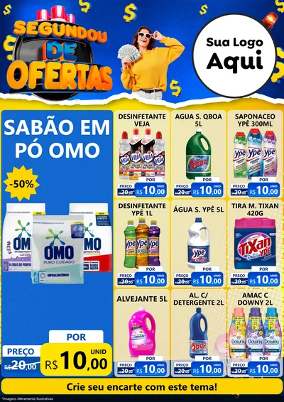 Modelo de Encarte para Encarte A4 Vertical com o tema Segundou de Ofertas para Produtos de Limpeza