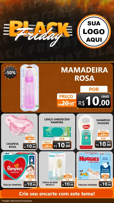 Modelo de Rede Social para Stories com o tema Black Friday para Bebês