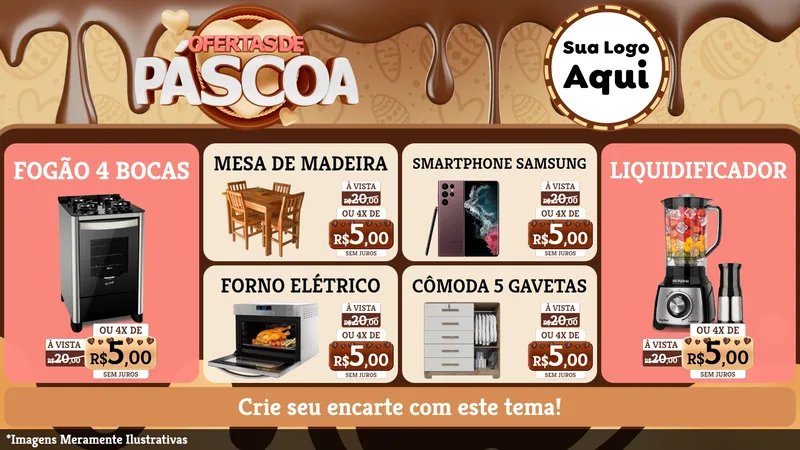Modelo de TV para TV Horizontal com o tema Ofertas de Páscoa para Móveis e Eletro