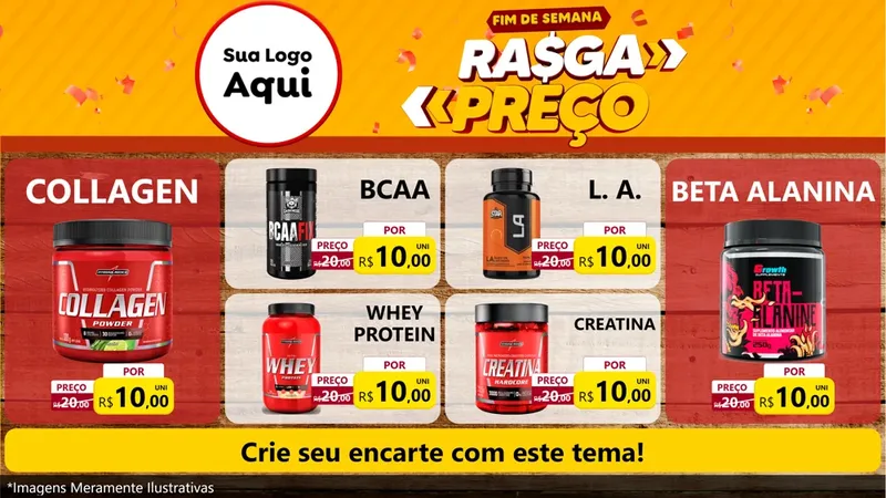 Modelo de TV para TV Horizontal com o tema Fim de Semana Rasga Preços para Suplementos alimentares