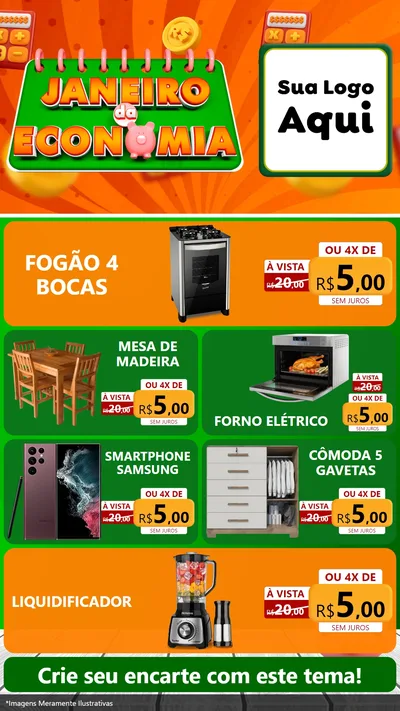 Modelo de TV para TV Vertical com o tema Janeiro da Economia para Móveis e Eletro