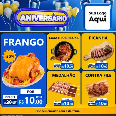 Modelo de Rede Social para Feed Facebook com o tema Aniversário para Assados