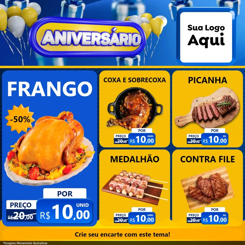 Modelo de Rede Social para Feed Facebook com o tema Aniversário para Assados