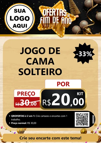 Modelo de Cartaz para Cartaz A4 Vertical com o tema Ofertas de Fim de Ano para Cama, Mesa e Banho
