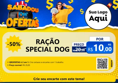 Modelo de Cartaz para Cartaz A4 Horizontal com o tema Sabadou de Ofertas para Pet Shop