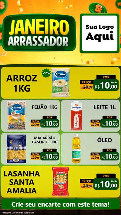 Modelo de TV para TV Vertical com o tema Janeiro Arrasador para Supermercado