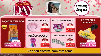 Modelo de TV para TV Horizontal com o tema Valentine's Day para Pet Shop