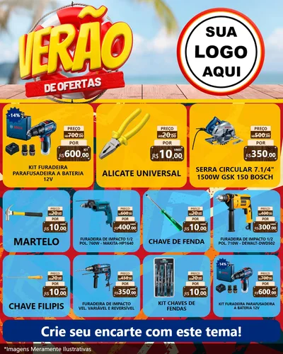 Modelo de Rede Social para Feed Instagram com o tema Verão de Ofertas para Maquinas e Ferramentas