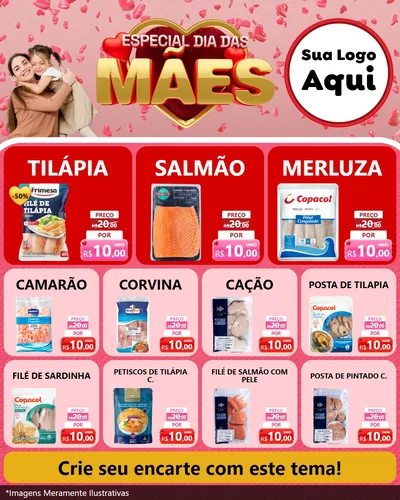 Modelo de Rede Social para Feed Instagram com o tema Especial Dia Das Mães para Peixaria