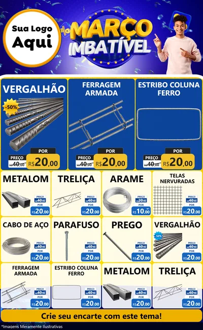 Modelo de Encarte para Encarte Grande com o tema Março Imbatível para Ferragens