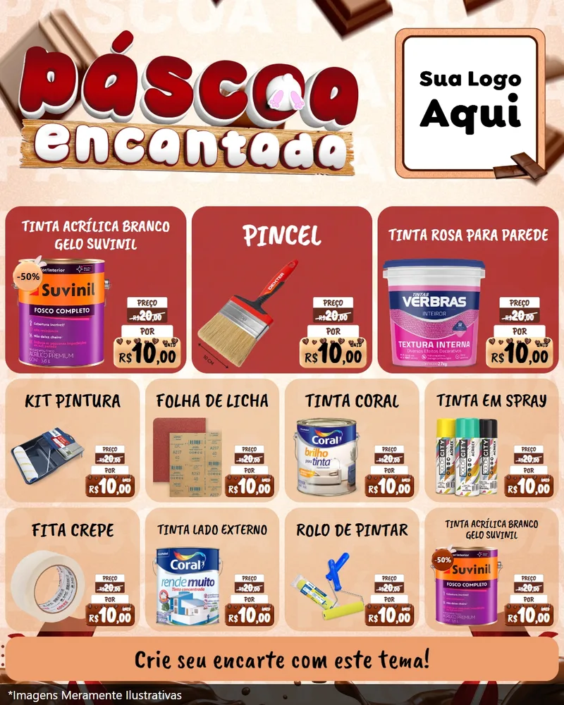 Modelo de Rede Social para Feed Instagram com o tema Páscoa Encantada para Tintas e Ferramentas