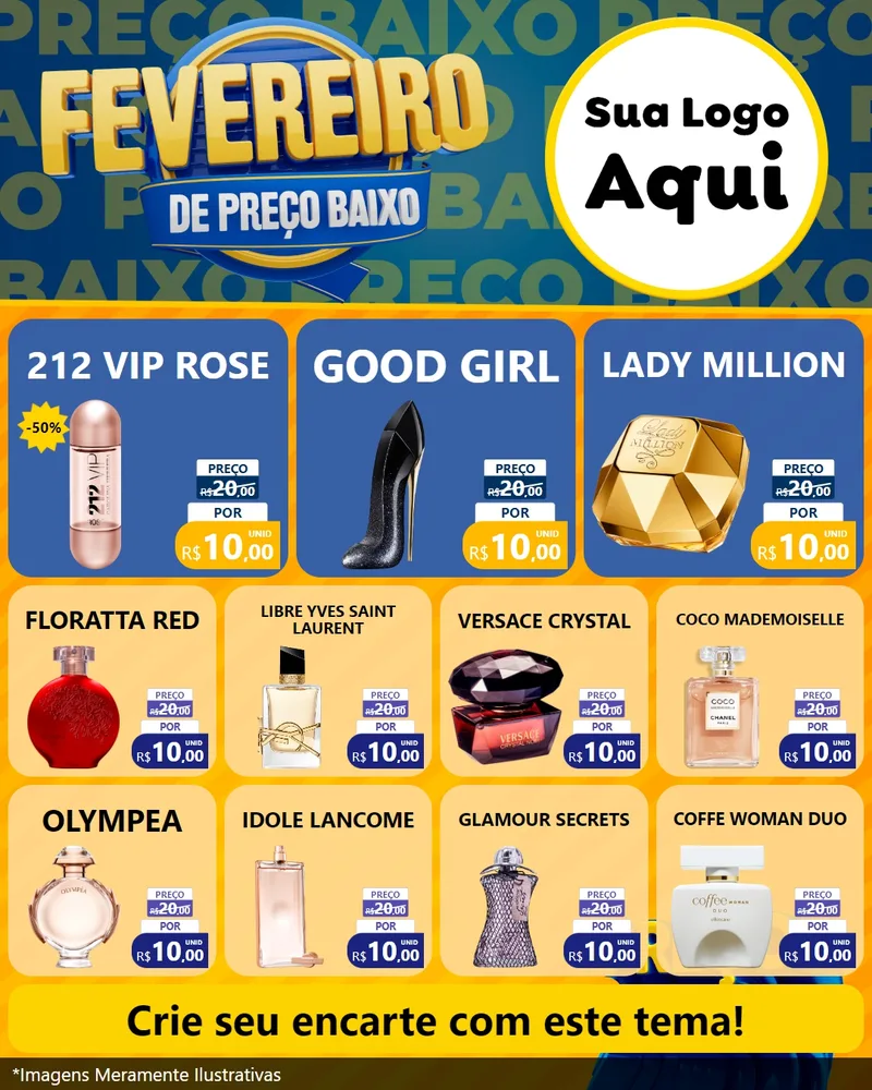Modelo de Rede Social para Feed Instagram com o tema Fevereiro de Preço Baixo para Perfumes
