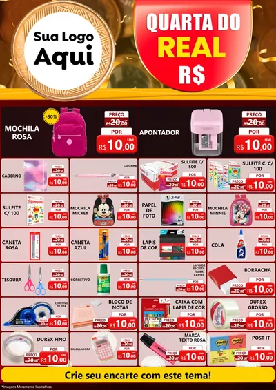 Modelo de Encarte para Encarte A4 Vertical com o tema Quarta do Real para Papelaria