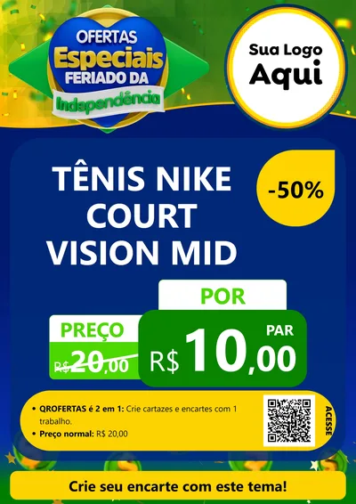 Modelo de Cartaz para Cartaz A4 Vertical com o tema Ofertas Especiais Feriado da Independência para Calçados