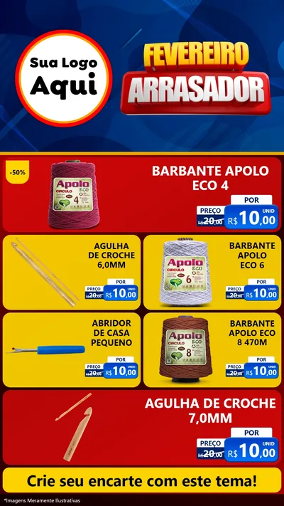 Modelo de TV para TV Vertical com o tema Fevereiro Arrasador para Armarinho e Aviamentos