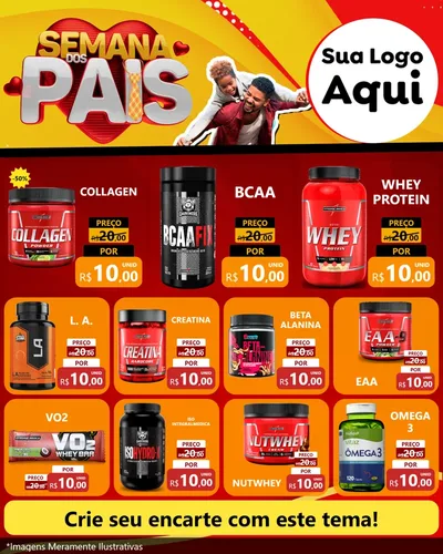 Modelo de Rede Social para Feed Instagram com o tema Semana Dos Pais para Suplementos alimentares