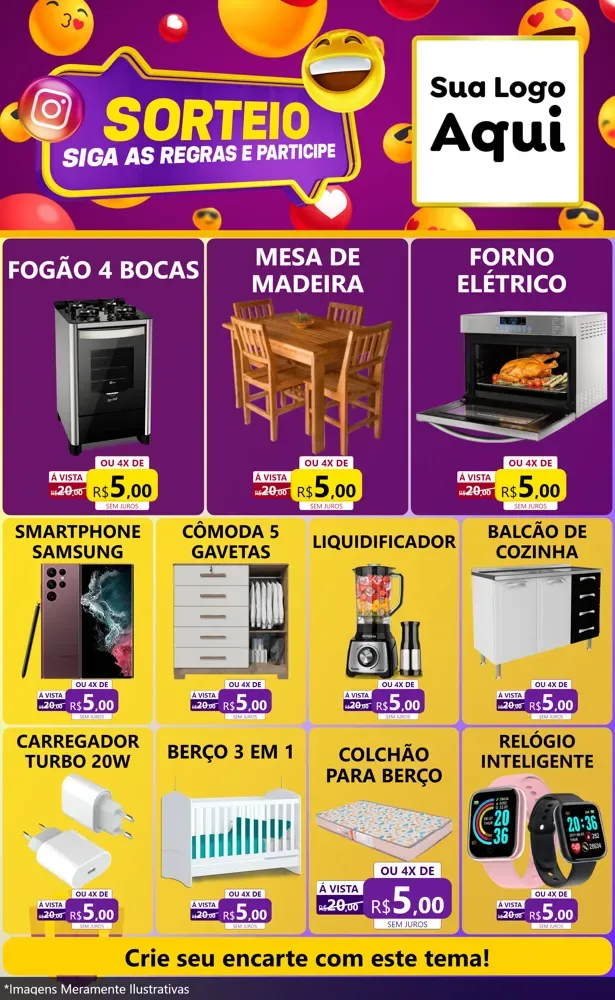 Modelo de Encarte para Encarte Grande com o tema Sorteio para Móveis e Eletro