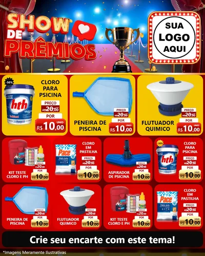 Modelo de Rede Social para Feed Instagram com o tema Show de Prêmios para Produtos para Piscina