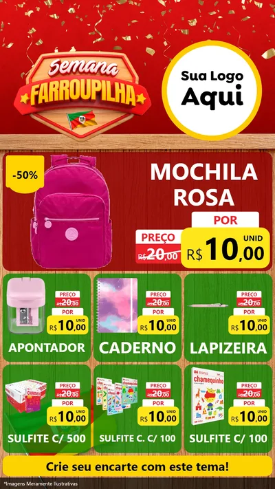 Modelo de Rede Social para Stories com o tema Semana Farroupilha para Papelaria