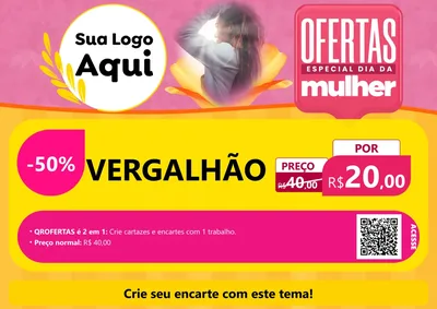 Modelo de Cartaz para Cartaz A4 Horizontal com o tema Ofertas - Especial Dia Das Mulheres para Ferragens