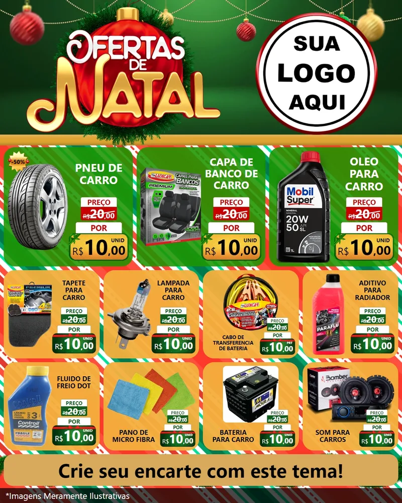 Modelo de Rede Social para Feed Instagram com o tema Ofertas de Natal para Auto peças