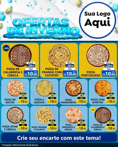 Modelo de Rede Social para Feed Instagram com o tema Ofertas de Inverno para Pizzaria