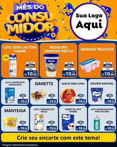 Modelo de Rede Social para Feed Instagram com o tema Mês do Consumidor para Frios e Laticínios