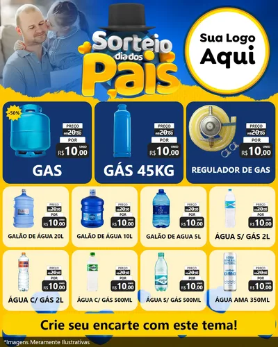 Modelo de Rede Social para Feed Instagram com o tema Sorteio Dia Dos Pais para Água e gás