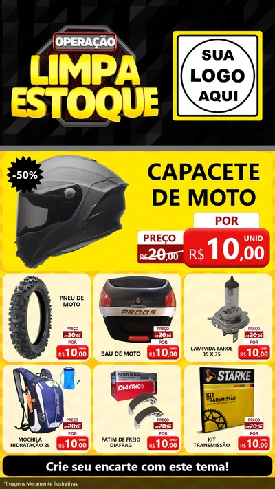 Modelo de Rede Social para Stories com o tema Operação Limpa Estoque para Moto peças