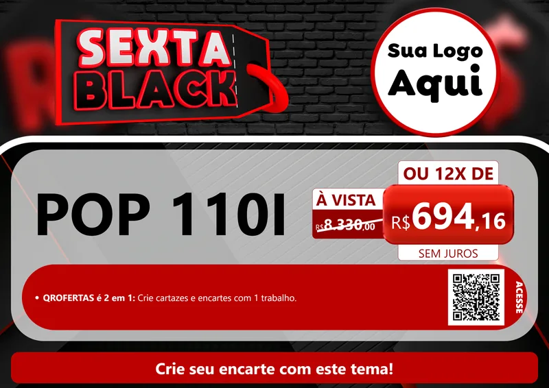 Modelo de Cartaz para Cartaz A4 Horizontal com o tema Sexta Black para Concessionaria de Motos