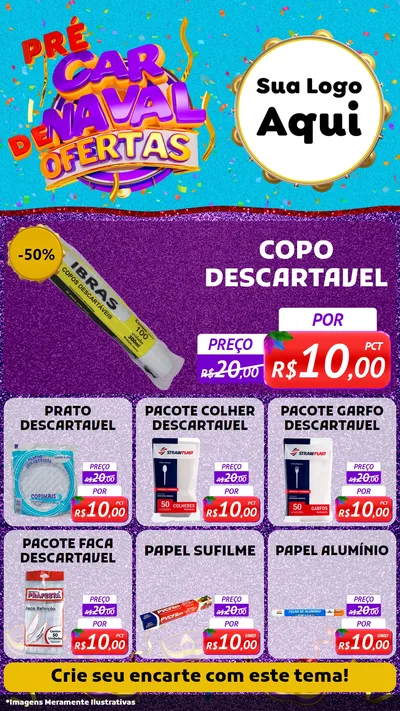 Modelo de Rede Social para Stories com o tema Pré Carnaval de Ofertas para Embalagens