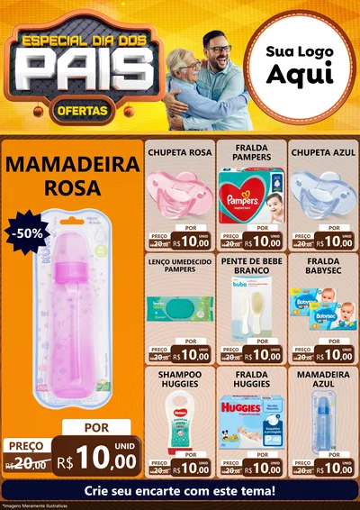 Modelo de Encarte para Encarte A4 Vertical com o tema Especial Dia dos Pais para Bebês