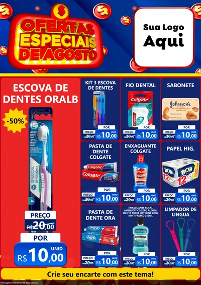 Modelo de Encarte para Encarte A4 Vertical com o tema Ofertas Especiais de Agosto para Higiene Pessoal