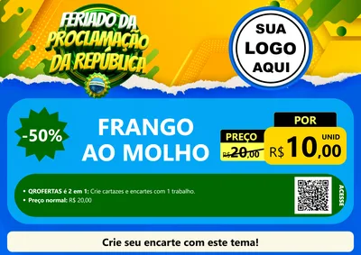 Modelo de Cartaz para Cartaz A4 Horizontal com o tema Feriado da Proclamação da República para Restaurante