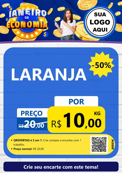 Modelo de Cartaz para Cartaz A4 Vertical com o tema Janeiro da Economia para Hortifrúti