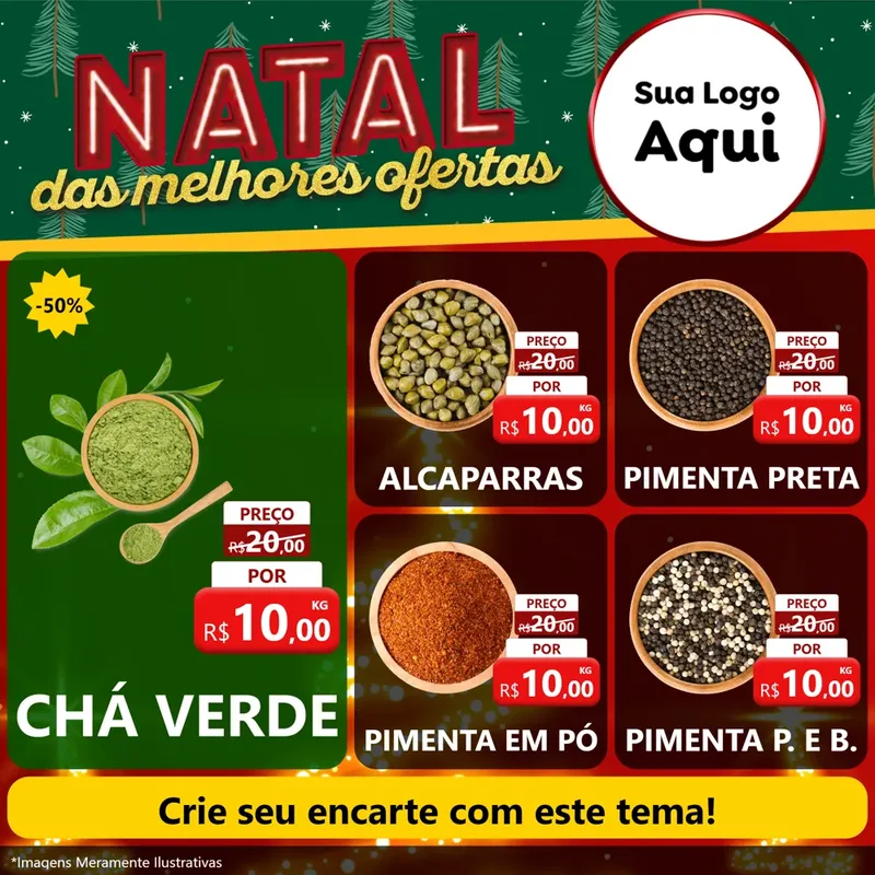 Modelo de Rede Social para Feed Facebook com o tema Natal das Melhores Ofertas para Produtos Naturais