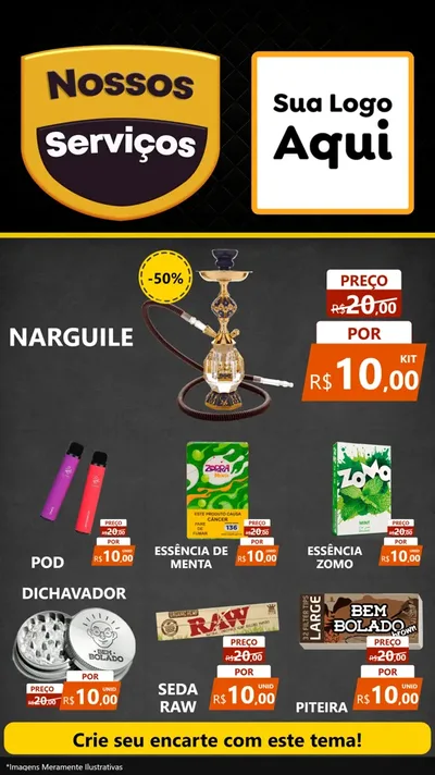 Modelo de Rede Social para Stories com o tema Nossos Serviços para Tabacaria