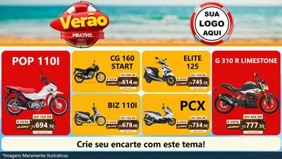 Modelo de TV para TV Horizontal com o tema Verão Imbatível para Concessionaria de Motos