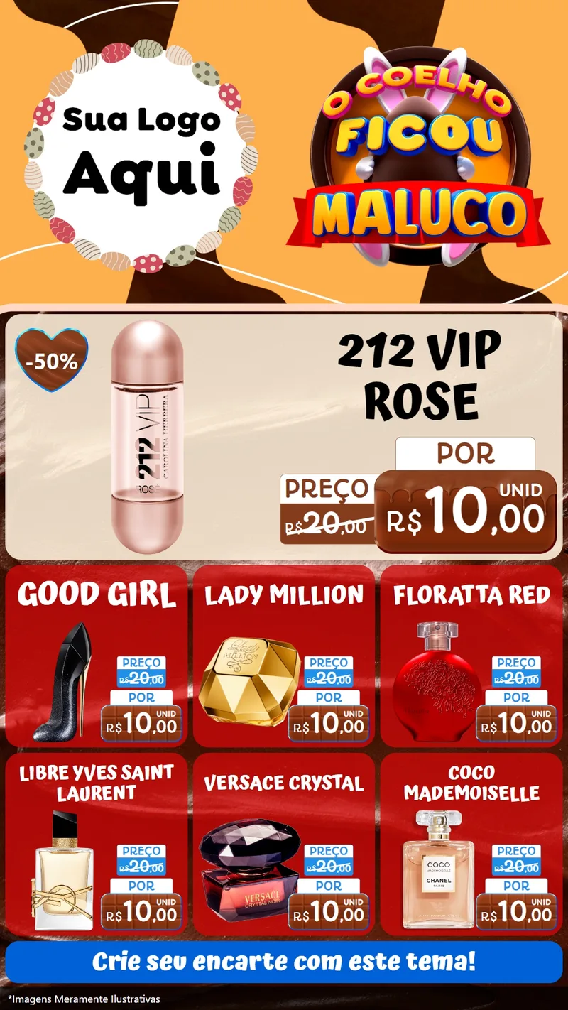 Modelo de Rede Social para Stories com o tema O Coelho Ficou Maluco - Páscoa para Perfumes