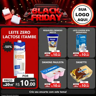 Modelo de Rede Social para Feed Facebook com o tema Black Friday para Frios e Laticínios