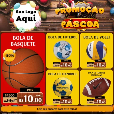 Modelo de Rede Social para Feed Facebook com o tema Promoção Páscoa para Artigos Esportivos