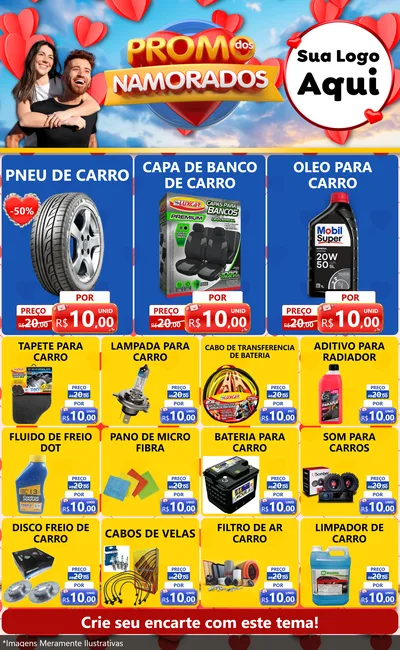 Modelo de Encarte para Encarte Grande com o tema Promo dos Namorados para Auto peças