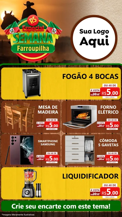 Modelo de TV para TV Vertical com o tema Especial Semana Farroupilha para Móveis e Eletro