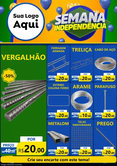 Modelo de Encarte para Encarte A4 Vertical com o tema Semana da Independência para Ferragens