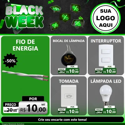 Modelo de Rede Social para Feed Facebook com o tema Black Week para Materiais Elétricos