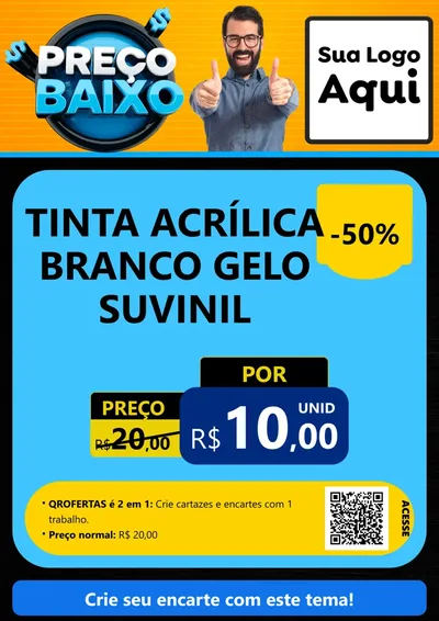 Modelo de Cartaz para Cartaz A4 Vertical com o tema Preço Baixo para Tintas e Ferramentas